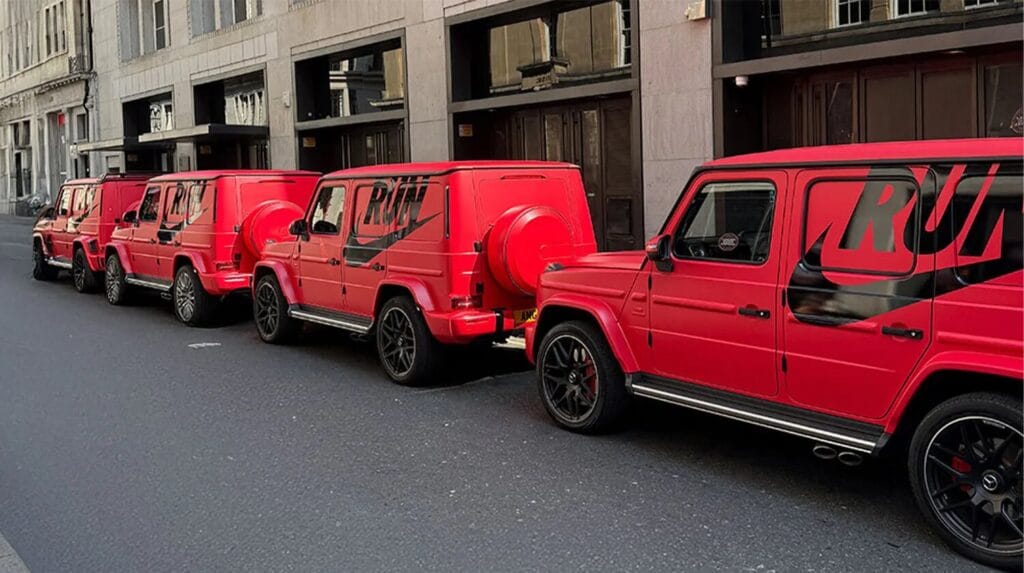Branded Mercedes G63 fleet for a brand activation in London